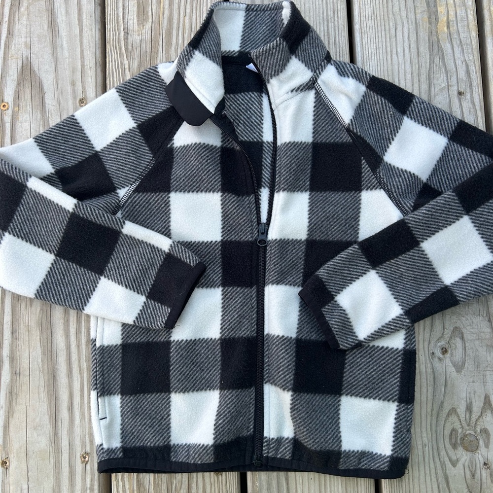Wonder Nation Girls Full Zip Up Fleece Plaid Print Jacket Size Small 6-6X